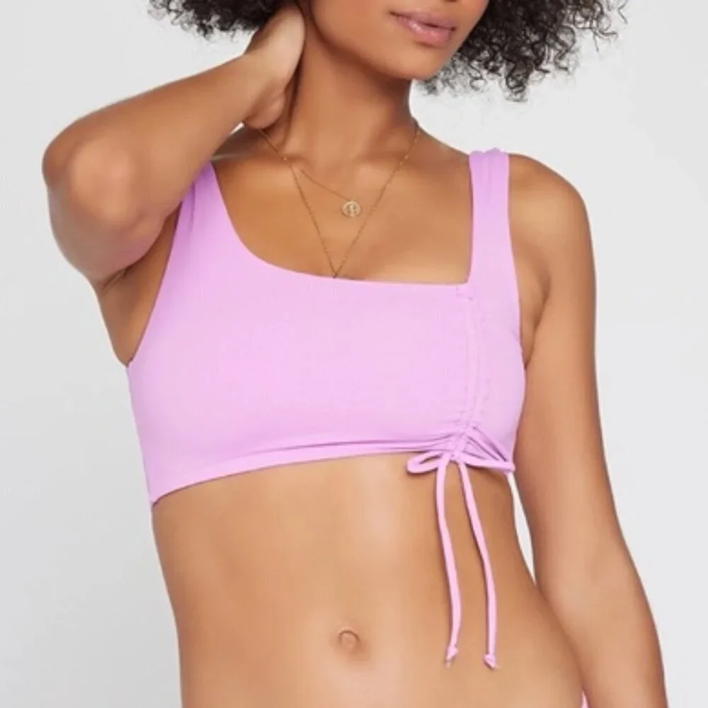 NWT l*space Wilder Ruched Drawstring Pullover Bikini Top in Rosebud Sz. XL